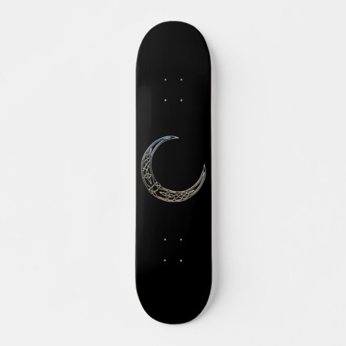Silver And Black Celtic Crescent Moon Skateboard