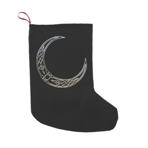 Silver And Black Celtic Crescent Moon Small Christmas Stocking
