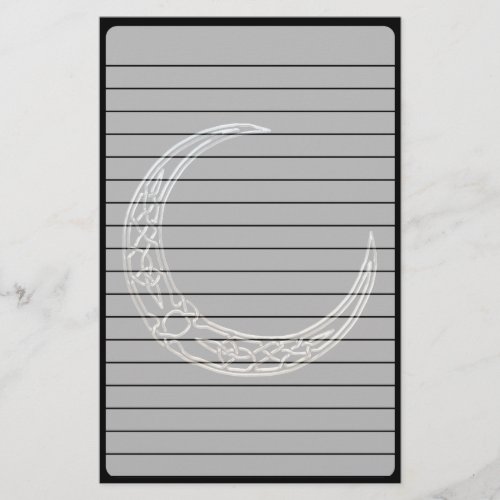 Silver And Black Celtic Crescent Moon Stationery