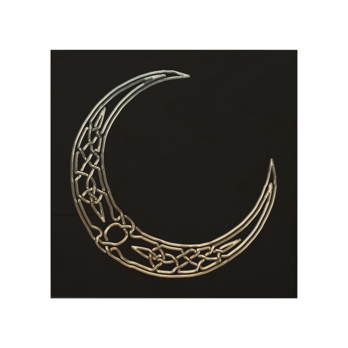 Silver And Black Celtic Crescent Moon Wood Wall Decor Zazzle Com