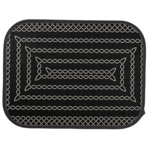 Silver And Black Celtic Rectangular Spiral Car Floor Mat