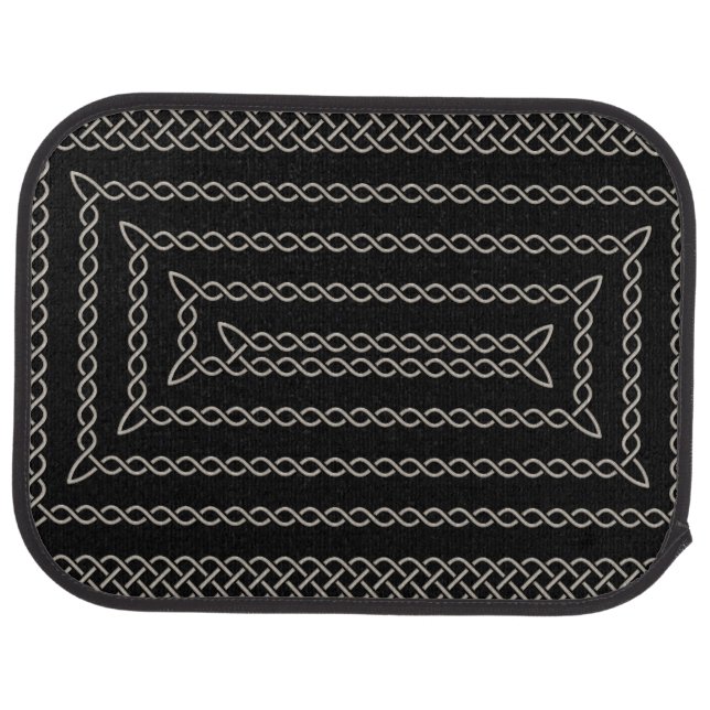 Silver And Black Celtic Rectangular Spiral Car Floor Mat (Rear)