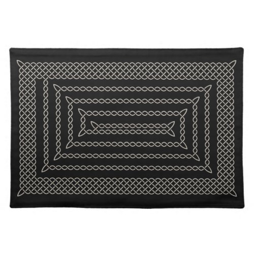 Silver And Black Celtic Rectangular Spiral Placemat