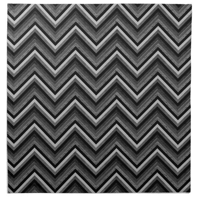 Silver and Black Chevron Napkin (Front)