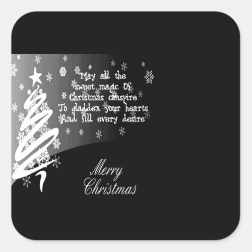 SILVER AND BLACK CHRISTMAS CHRISTMAS SQUARE STICKER