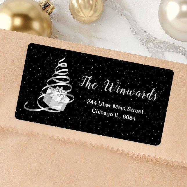 Silver and Black Christmas Gift Label (Creator Uploaded)