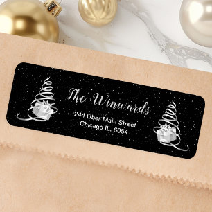 Silver and Black Christmas Gift Label