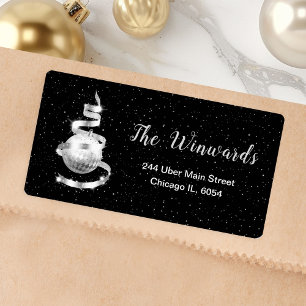 Silver and Black Christmas Ornament Label