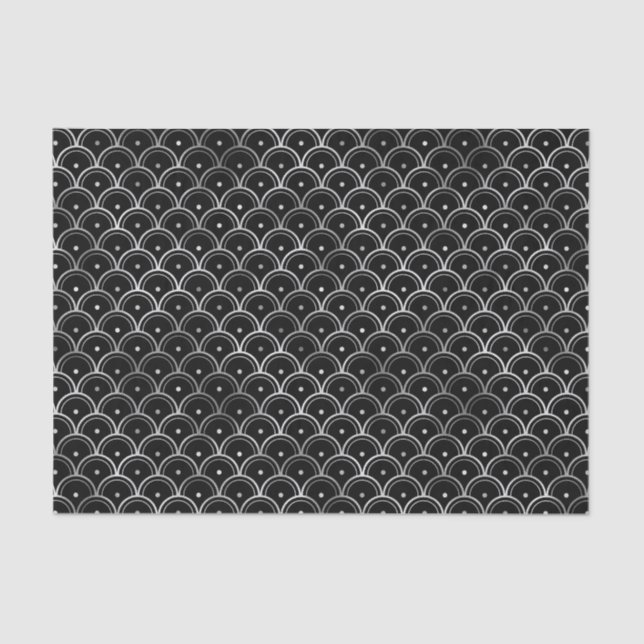 Silver and Black Circles Art Deco Pattern Tissue Paper (Front)