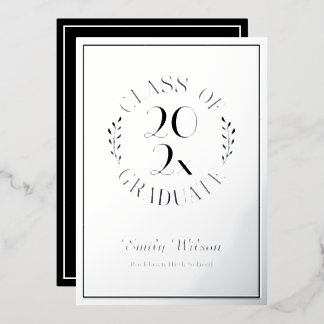Silver and Black Class Of 2025 Graduation Party Foil Invitation