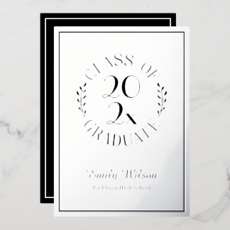 Silver and Black Class Of 2026 Graduation Party Foil Invitation