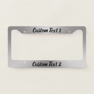 Silver and Black Cursive Script Text Template License Plate Frame