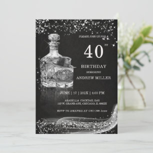 Silver and Black Custom birthday for Him Invitation