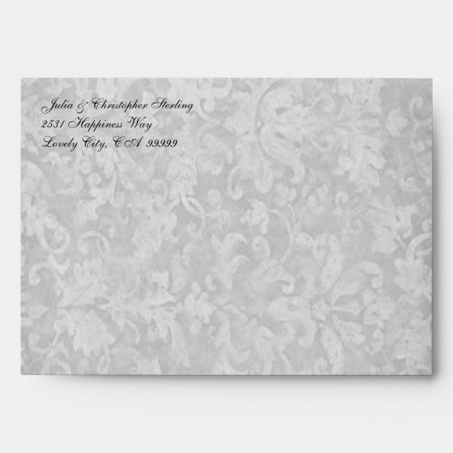 Silver and Black Damask  5 x 7 Invitation Envelope (Front)