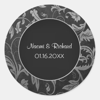 Silver And Black Damask Wedding Seal - Customize by SpiceTree_Weddings at Zazzle