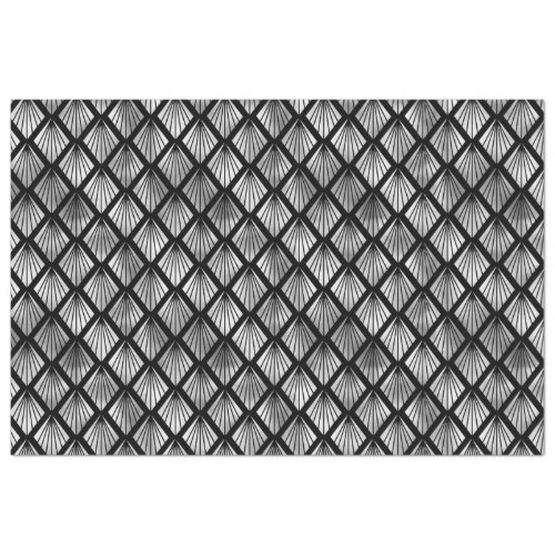 Silver and Black Diamond Art Deco Pattern Tissue Paper
