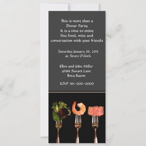 Modern Food on Forks Dinner Party Invitation