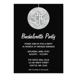Silver and Black Disco Ball Bachelorette Party Card