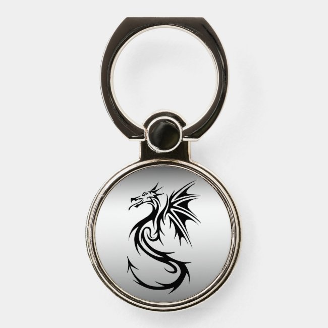 Silver and Black Dragon Phone Ring Holder