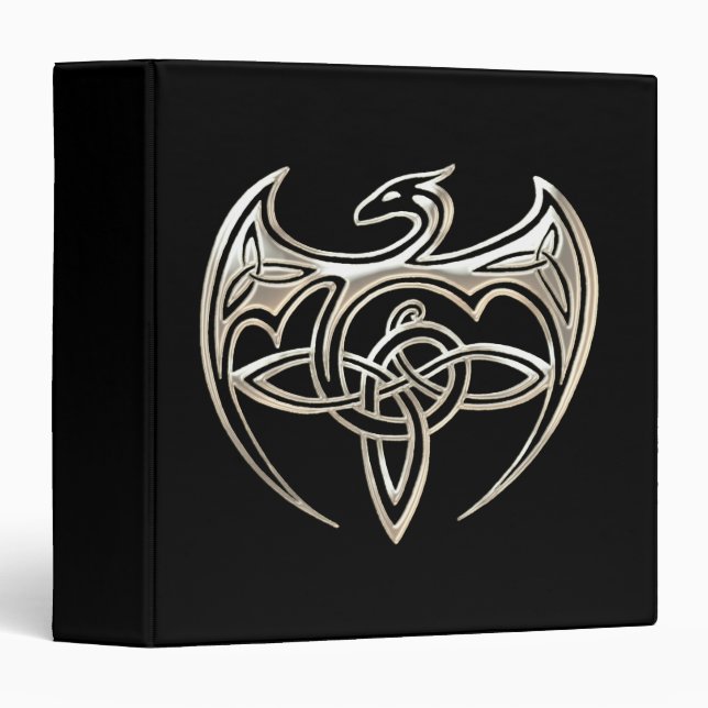 Silver And Black Dragon Trine Celtic Knots Art Binder (Front/Spine)