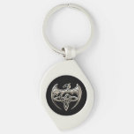 Silver And Black Dragon Trine Celtic Knots Art Keychain at Zazzle