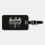 Silver And Black Dragon Trine Celtic Knots Art Luggage Tag at Zazzle