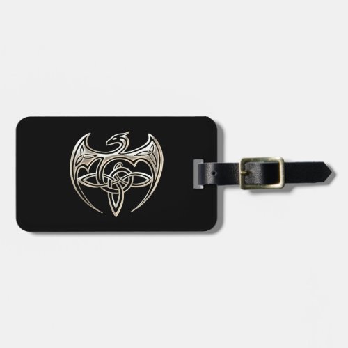Silver And Black Dragon Trine Celtic Knots Art Luggage Tag
