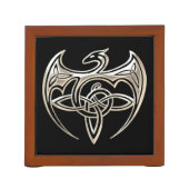 Silver And Black Dragon Trine Celtic Knots Art Pencil/Pen Holder (Back)