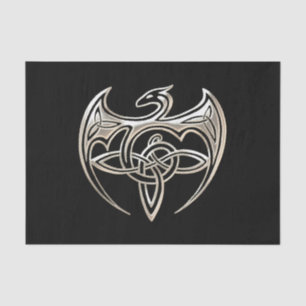 Silver And Black Dragon Trine Celtic Knots Art Tissue Paper