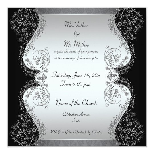 Silver and black Elegant wedding invitations | Zazzle