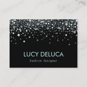 Silver and Black Fake Foil Glitter Business Card