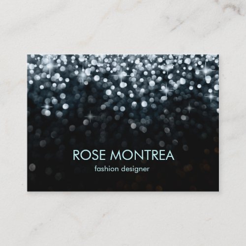 Silver and Black Falling Glitter Business Card