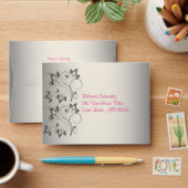 Silver and Black Floral Envelope for Reply Card (Desk)