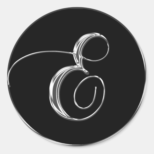 Silver And Black Formal Wedding Monogram E Seal (Front)