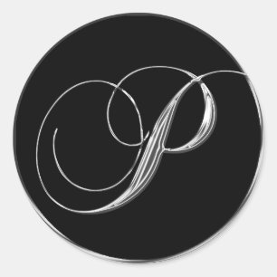 Silver And Black Formal Wedding Monogram P Seal