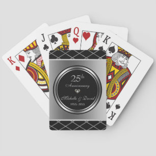 Silver And Black Geometric Shapes- Anniversary Poker Cards