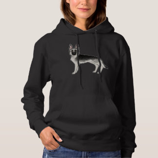 Silver And Black German Shepherd Dog Illustration Hoodie