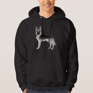 Silver And Black German Shepherd GSD Dog Design Hoodie