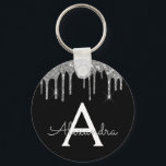 Silver and Black Girly Sparkly Glitter Monogram Keychain<br><div class="desc">Silver and Black Faux Sparkly Glitter Elegant Keychain. These Keychains can be customized to include your initial and first name. These girly key chains make great sweet 16 birthday,  bridal shower,  wedding,  25th anniversary or bachelorette party favors or gifts.</div>