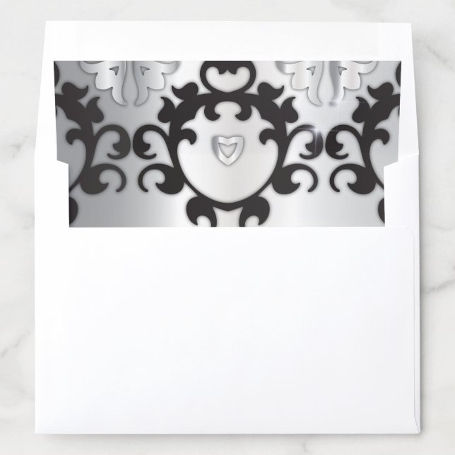 Silver and Black Glam Elegant Stylish Trendy Chic  Envelope Liner (In Envelope)