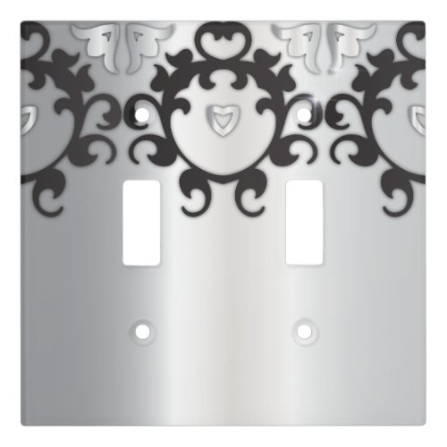 Silver And Black Glam Elegant Stylish Trendy Chic Light Switch Cover