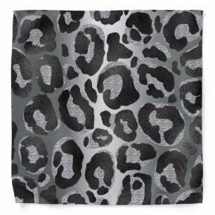 Silver and Black glitter  Leopard/ Jaguar print Bandana