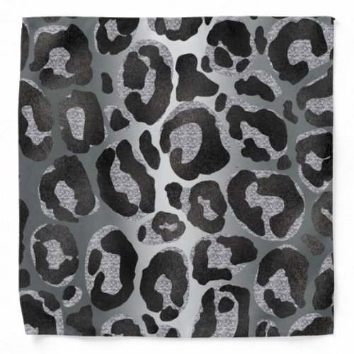 Silver and Black glitter  Leopard Jaguar print Bandana