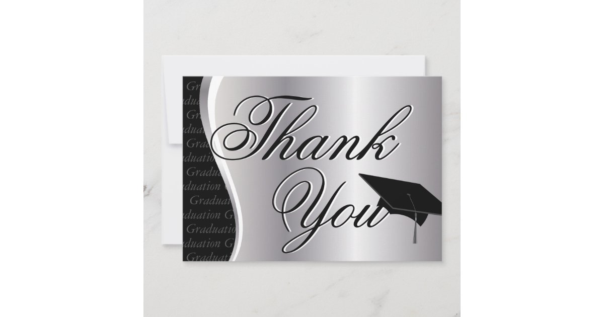 Silver and Black Graduation Thank You | Zazzle