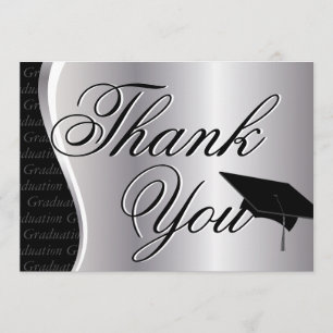 Silver and Black Graduation Thank You Card