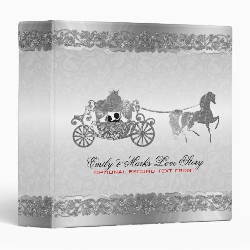 Silver And Black Horse  Carriage Wedding Design 2 3 Ring Binder
