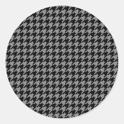 Silver and Black Houndstooth Classic Round Sticker