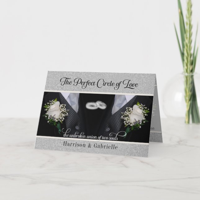 Silver and Black Inside Photo Gay Wedding Invitation (Front)