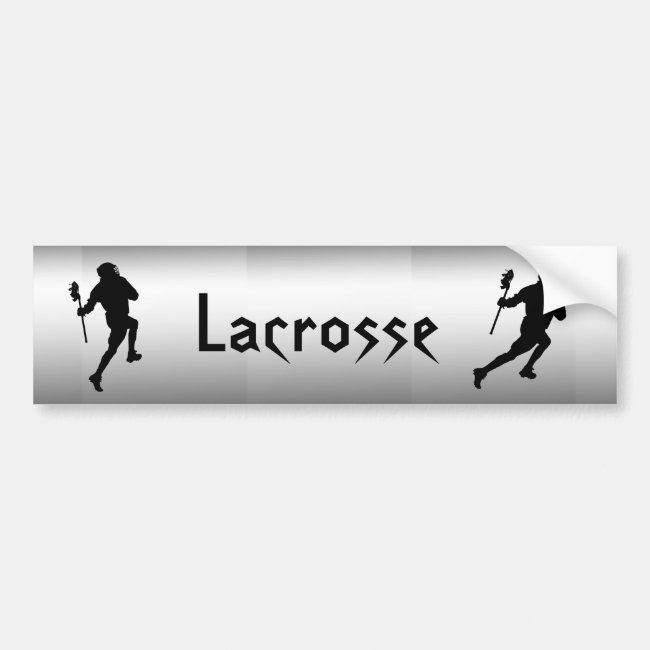 Silver and Black Lacrosse Sports Bumper Sticker