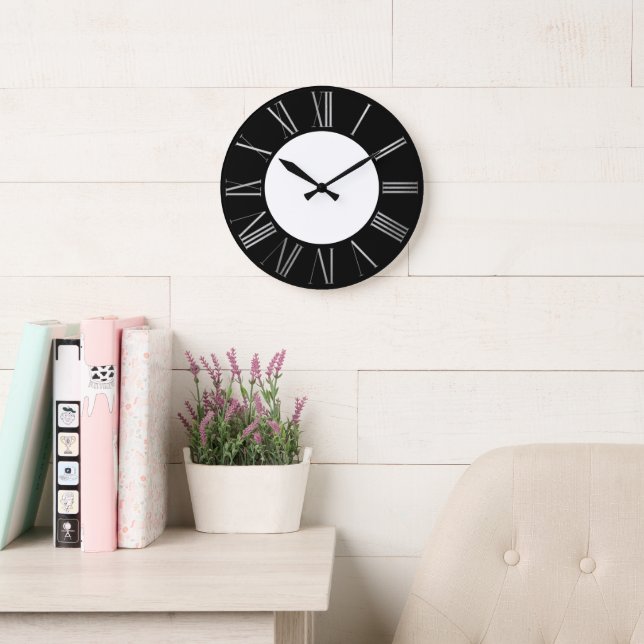 Silver and Black Large Clock (Reading Room)
